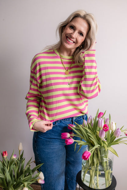 Lieve shirt Limoen/roze